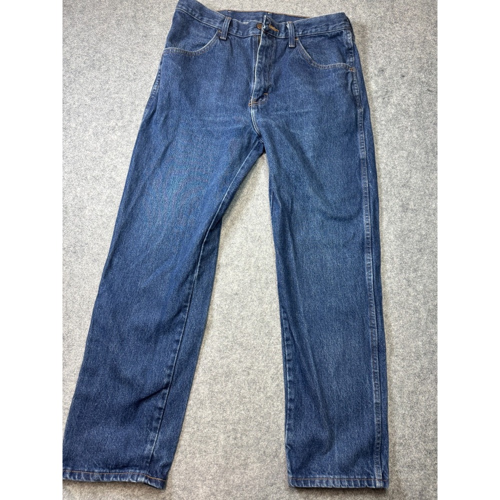 Rustler Jeans Mens 34x30 Blue Denim Medium Wash Mid Rise Relaxed Straight Leg